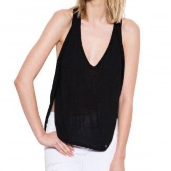 Anthropologie One Grey Day Orion Knit Tank Top Racerback V-neck Cream Size XS - Picture 6 of 16